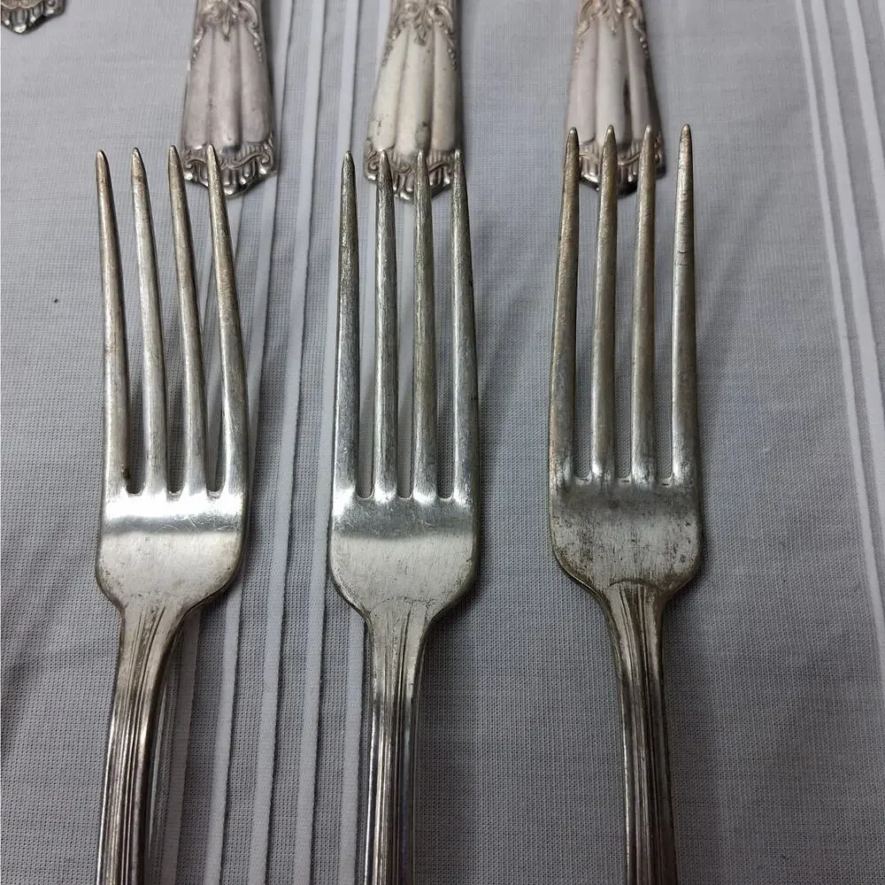 Lenox Silver Plate Deerfield Art Deco Flatware 22 Pieces Tarnished Pitted AS IS